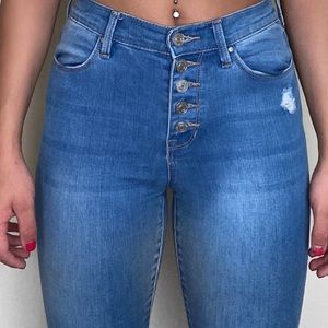 High waisted ripped skinny jeans